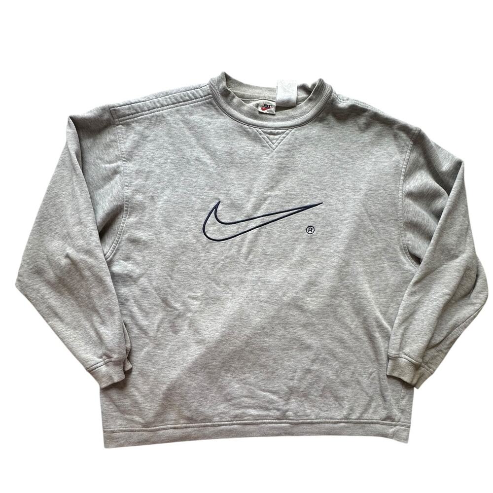 Vintage Nike Center Swoosh Big Streetwear Embroidered Logo Crewneck Size XL